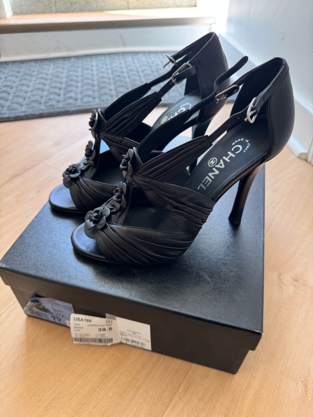Chanel Black Camellia Flower Heels Pumps - Picture 2 of 10